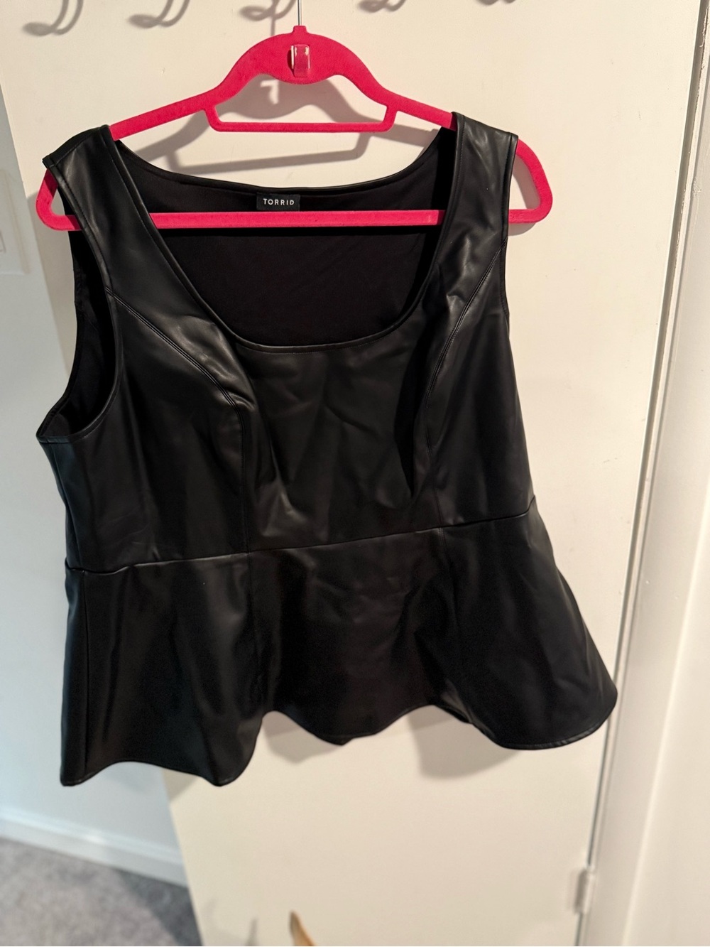 Torrid size 18-20 Black Faux Leather Peplum Tank Top
